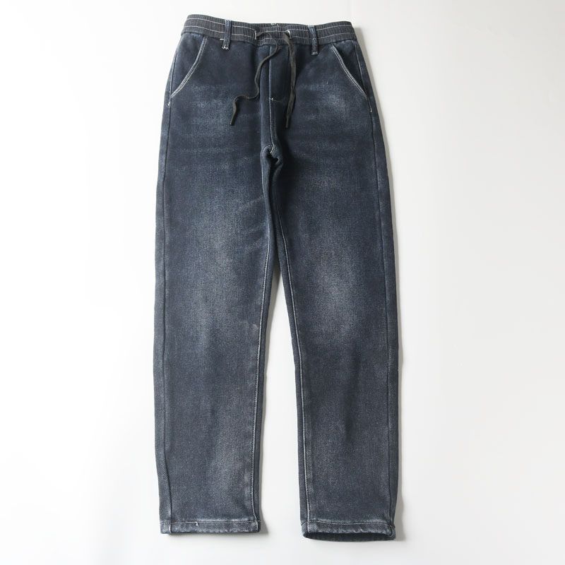 Foreign Trade Factory Leftover Stock Cut Labels Winter Fleece Padded Jeans Dark Blue 31