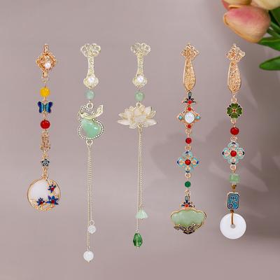 Ancient Cheongsam Lotus Placket Decoration, Ancient Gourd Safety Buckle Tassel Pendant, Cheongsam Accessories Women