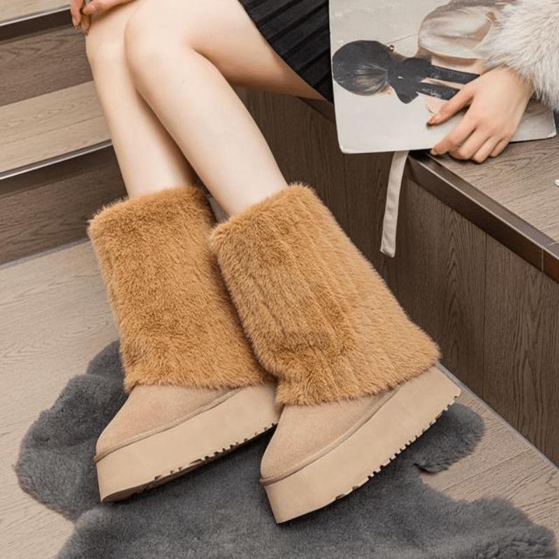 Winter warm snow boots women's winter heightening muffin ultra-light thick-soled short boots thick suede bag shoes women's boots