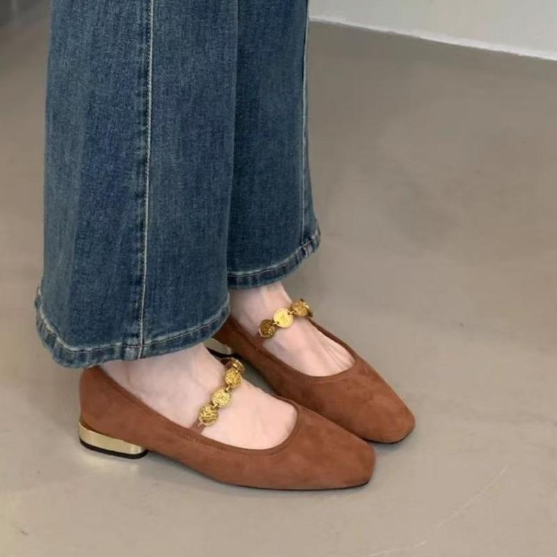 Fashion 2025 Women's Fashionable simple and elegant Flat Velvet Surface Slip-On Low Heel Fashion Single Shoes Suitable