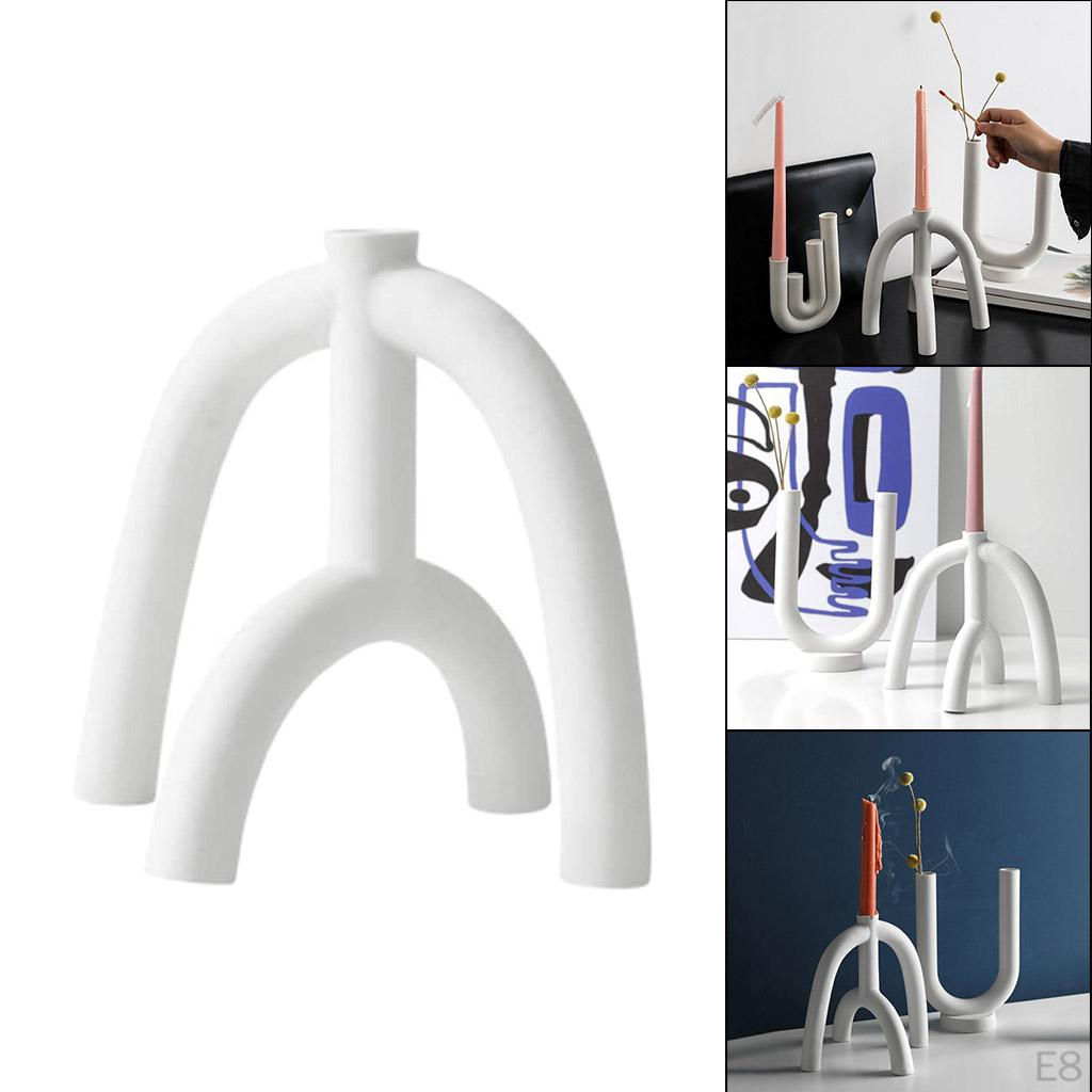 2 Pieces Abstract Ceramic Candle Holders Desktop Decoration Ornament for Yoga Gardens Spring