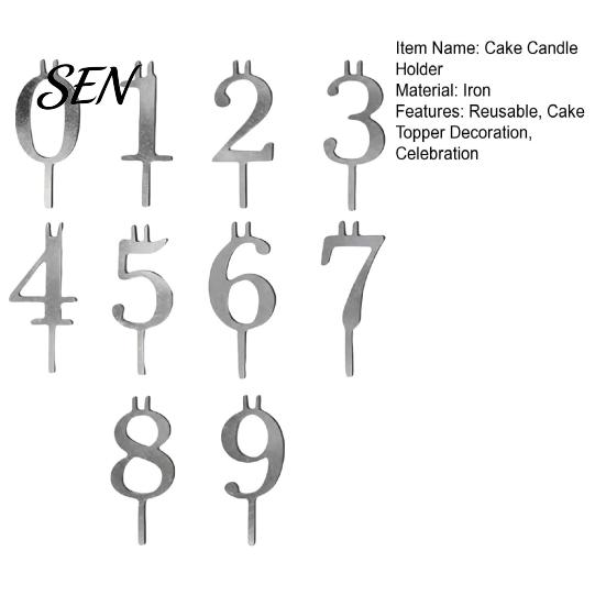 Gift for Party Planners 10 Pcs Reusable Number Candle Holder Set, 0-9 Digital Birthday Cake Stand Cakes Stand, Metal Topper Decoration Birthday,