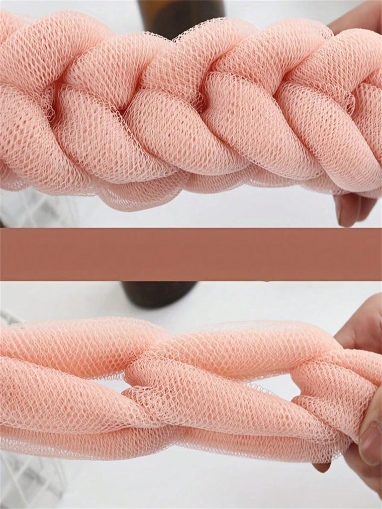 1pc Braided Mesh Back Scrubber with Rope Handle - Long-reach Exfoliating Body Sponge for Shower! This Ergonomic Scrubber Feature