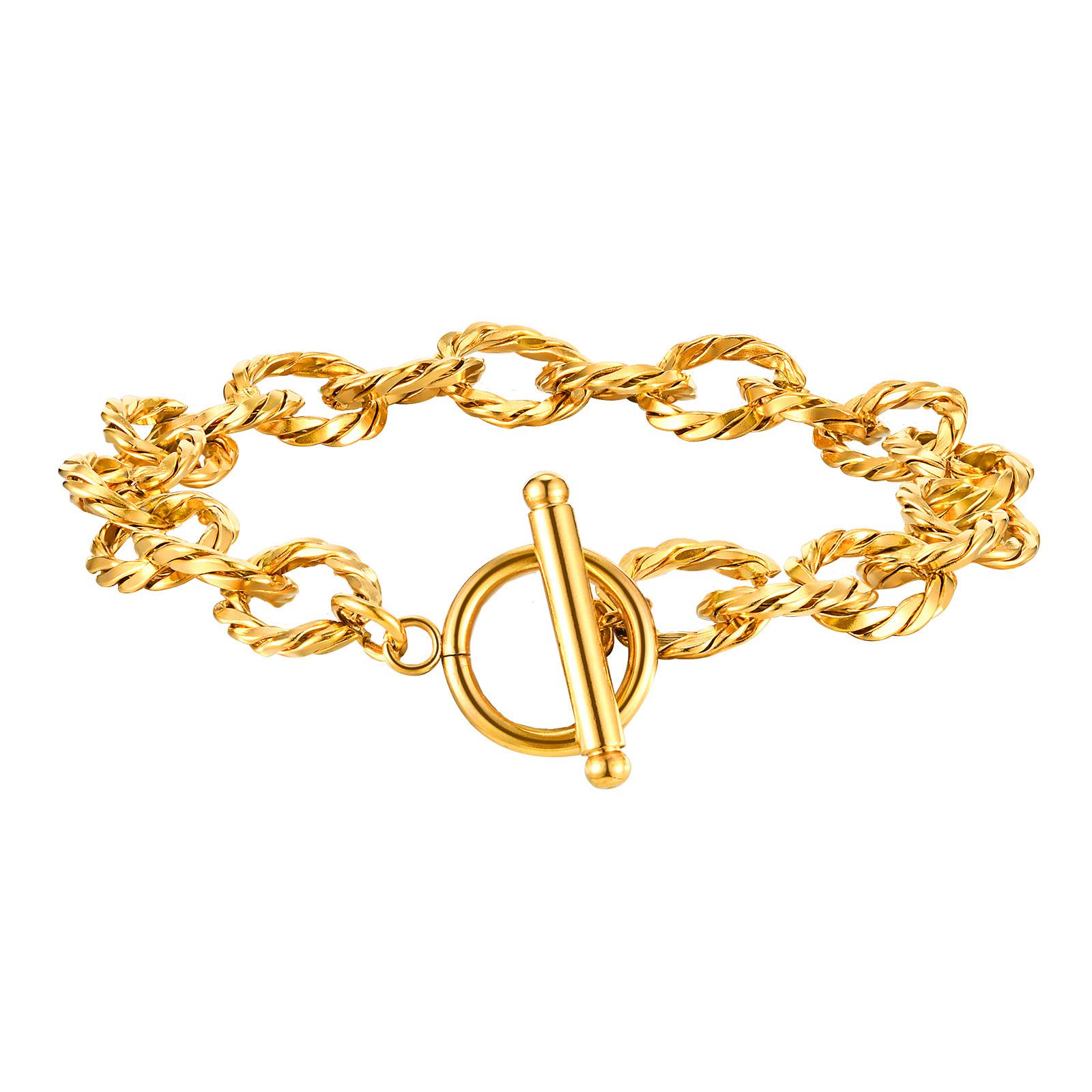 

Toggle Bracelet, Chunky Thick Large Link Chain Bracelet for Women, Stainless Steel Hypoallergenic Her Gift