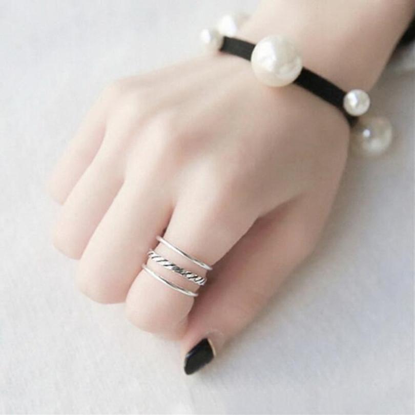 New Temperament Punk Twist Hollow Double 925 Sterling Silver Jewelry Wild Personality Opening Rings    R051