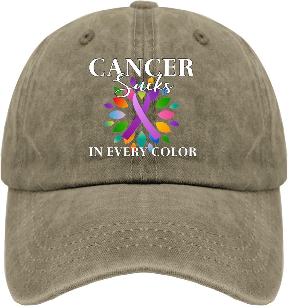 Cancer Sucks In Every Color Awareness Ribbon Baseball Cap Polyester Casual Adjustable Adult Hat