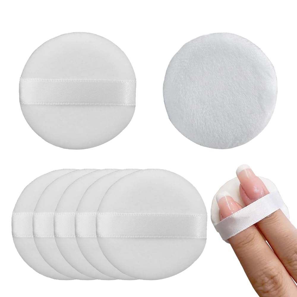 

Powder puff diameter 4.5cm 6-piece set mini refill makeup round soft face washable tool (white 4.5cm)