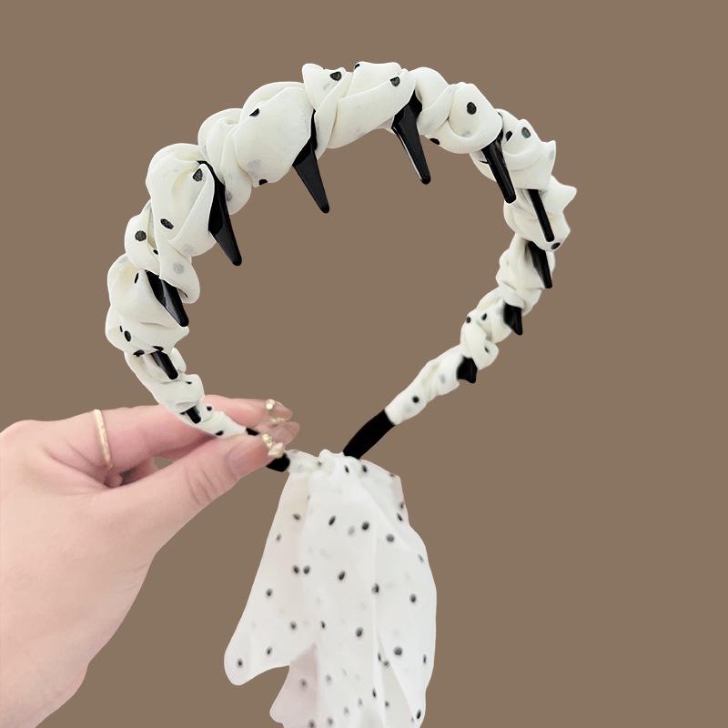 High-End Women's Bow Headband with Teeth - 2025 Face Washing & Hair Pressing Accessory