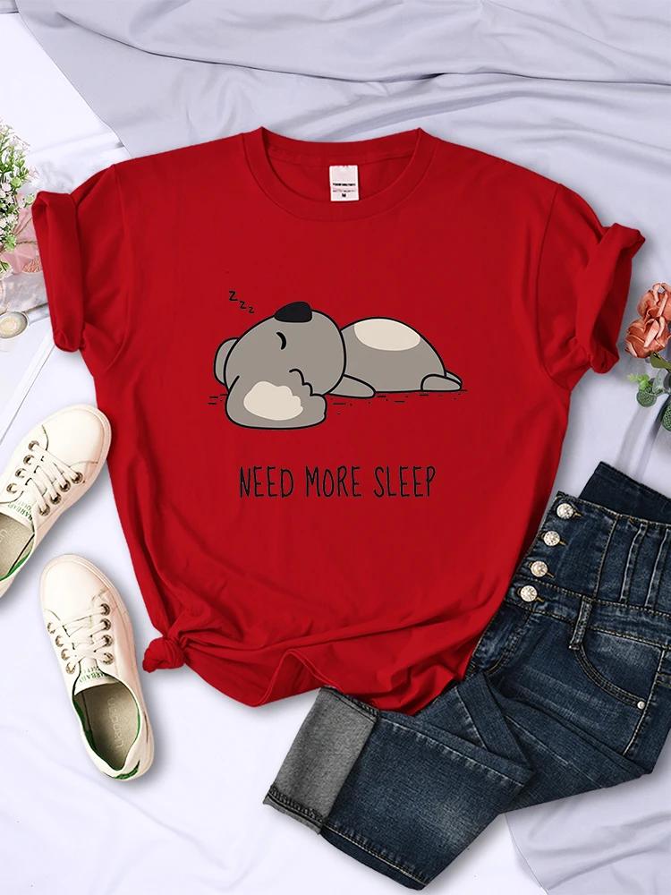 Need More Sleep Cartoons Bear Women T-Shirt Street All-math Tops Fashion Hip Hop Casual Clothing Personality Female Short Sleeve
