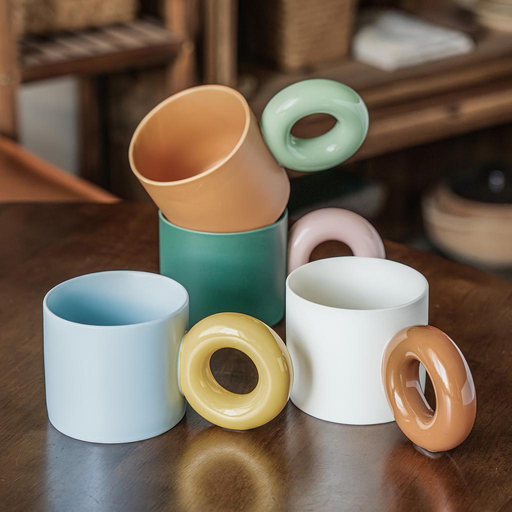 Ins Wind Contrasting Color Cup Ceramic Mug Home Office Coffee Cup Couple Drinking Cup Cup