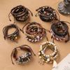 1 Set bracciale stile bohémien, stile etnico vintage, bracciale intrecciato da uomo e da donna, bracciale con ciondolo