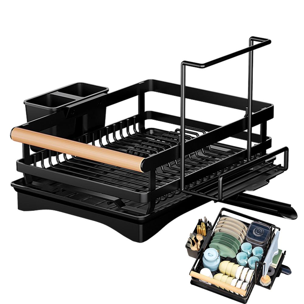 Dish Drying Rack Large Detachable Multifunctional Draining Organizer Kitchen Counter Organizer For Home RV Hotel Restaurant чёрный 9570₽