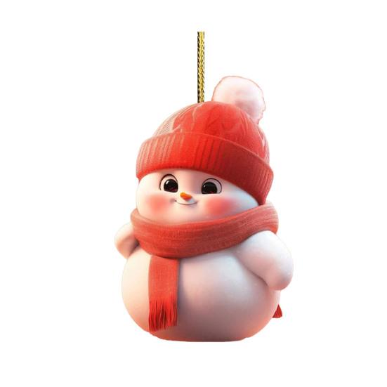 Christmas Ornament 2D Cartoon Snowman Shape Hanging Decoration with Lanyard Festive Atmosphere Christmas Decor