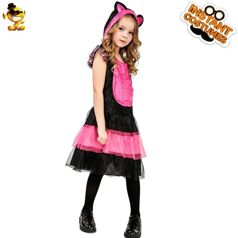 Halloween girls children cute pink pussy princess dress stage show costume carnival osplay