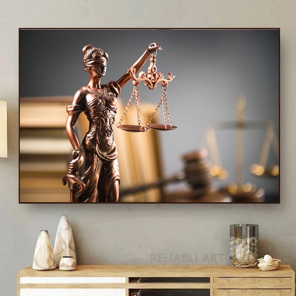 Vintage Lady Justice Canvas Prints Balance Scales HD Pictures Canvas Painting Posters Wall Art Lawyer Office Decor Lawyer Gift