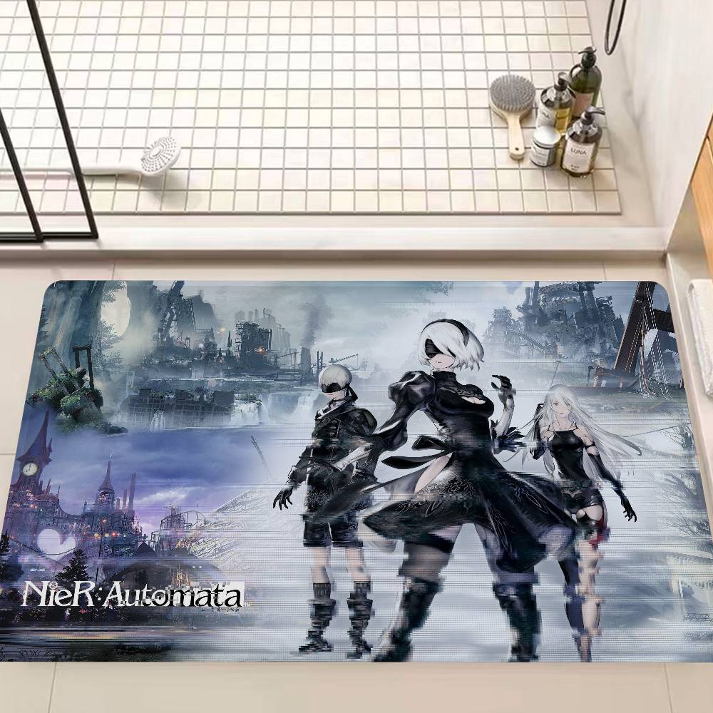 Hra NieR Automata Podložka na podlahu Obdélníková Protiskluzová Domácí Měkká Koupelnová rohožka Přední dveře Vnitřní Venkovní Rohožka Vítejte Rohožka ke dveřím