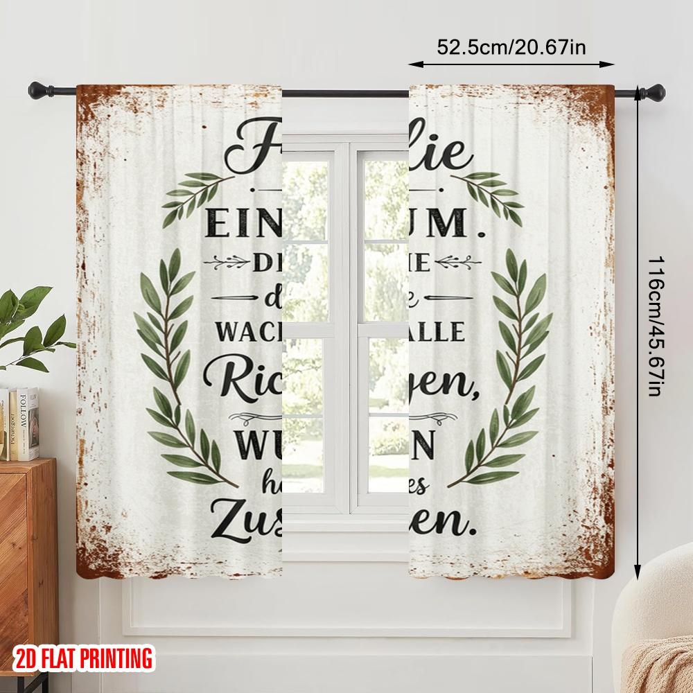 2pcs 2D Flat Printing Window Curtains Family Tree Roots Together Polyester Without Electricity Festive Holiday Perfect for Yard
