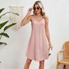 Women's Fashion Casual U Neck Double Shoulder Straps Dress Summer Hollowed Breathble Loose Dress Soft Comfortable Dress