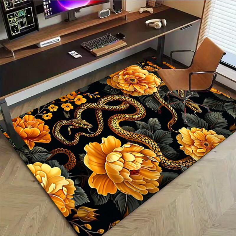 1PC Snake Flowers Anti-slip carpet, suitable for Office, bedroomand playrooms. It can also be used as a sofa footrest cover-W75