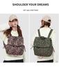 2025 Trendy Retro Leopard Print Canvas Drawstring Backpack - Large Capacity