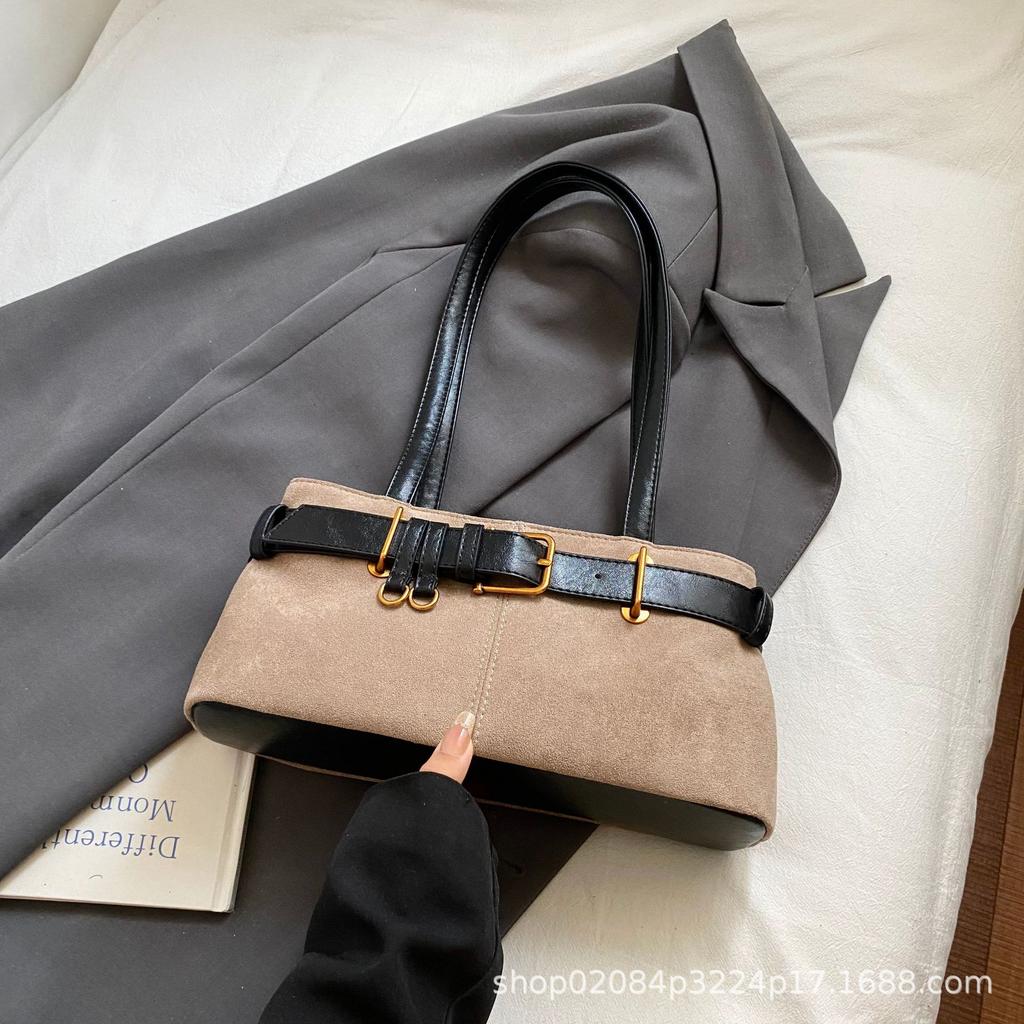 2025 New Versatile Niche Design Small Bag Retro Suede Shoulder Bag Underarm Bag Handbag