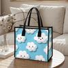 Cute Cloud Printed Canvas Tote Bag Casual Large Capacity Portable Handbag for Daily Shopping Travel Outdoor Use