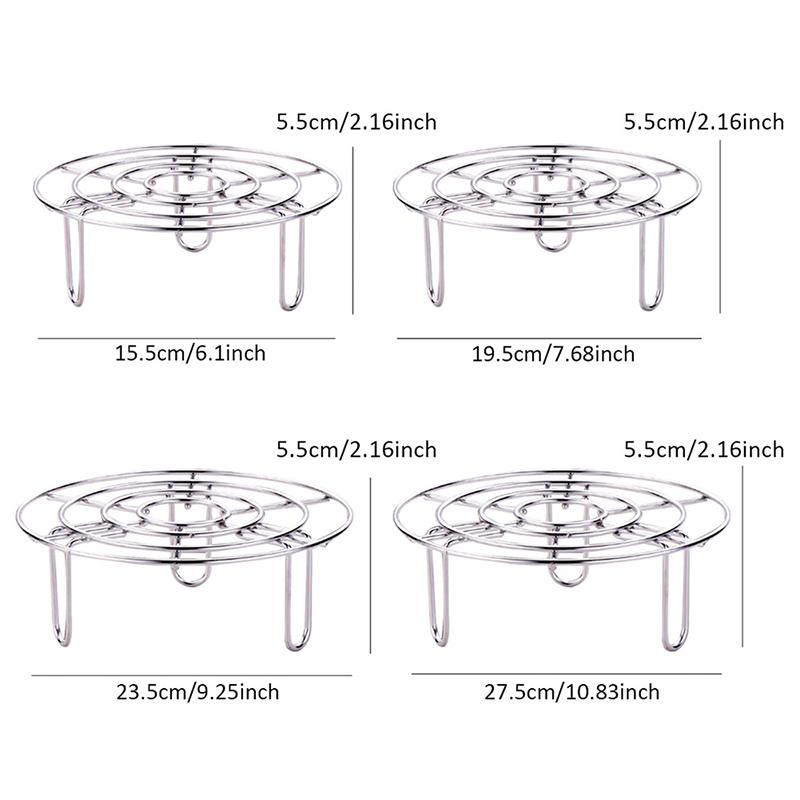 15.5-27.5cm Stainless Steel Steamer Rack Heavy Duty Round Durable Cookware Steamer Rack Pot Pan Cooking Stand Kitchen Utensils