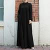 Abaya Ramadan da Donna Oversize con Zip Frontale Abito Musulmano Tasche Collo Alto Abbigliamento Monocolore Ampio