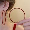 Red Round Earrings Earrings Hong Kong Style Retro Simple Temperament Earrings Women
