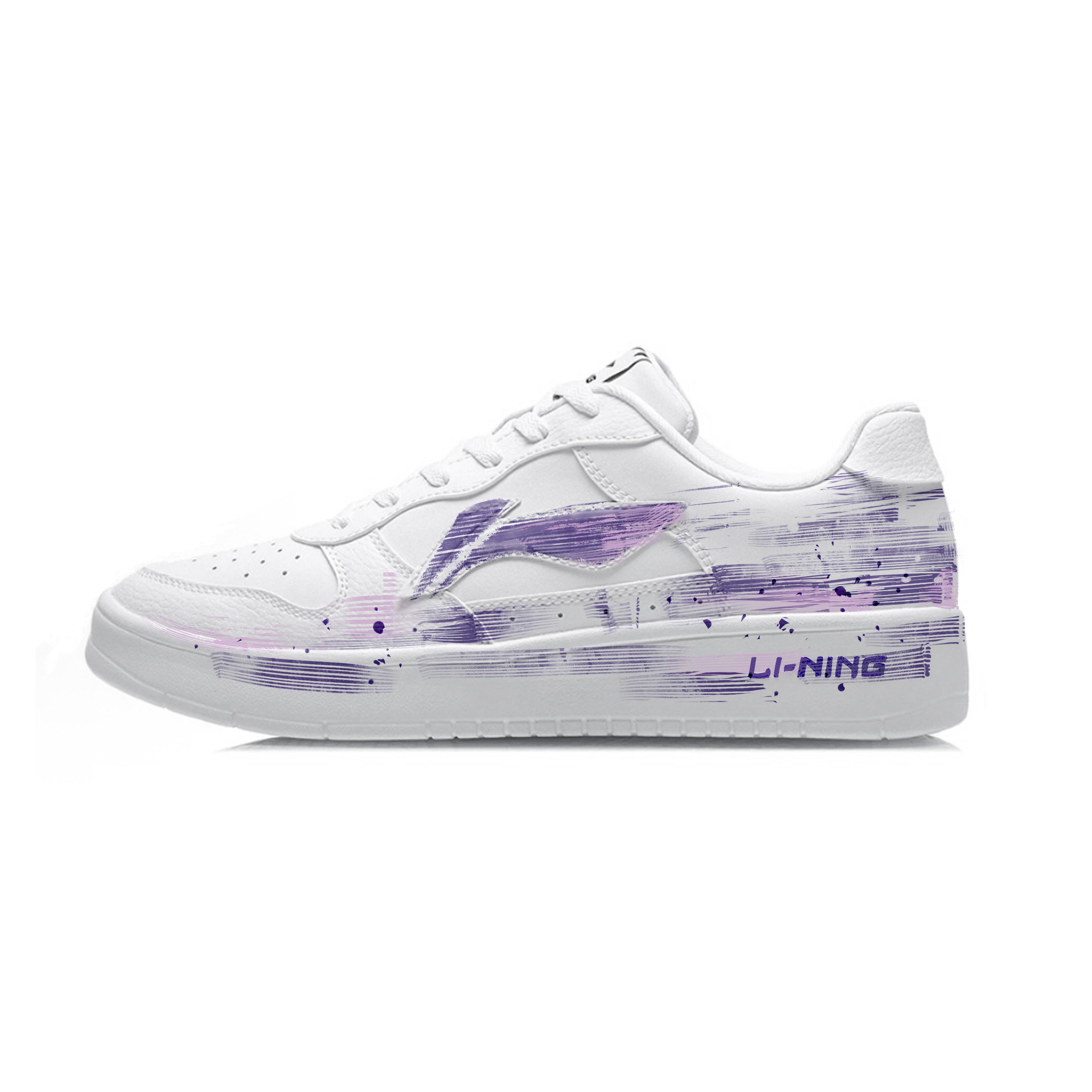 Li Ning Скользящая лодка Нескользящие Устойчивые к истиранию Низкие Скейтбордические кроссовки Унисекс Белый Фиолетовый AGCS419-1(Команда34-) 37