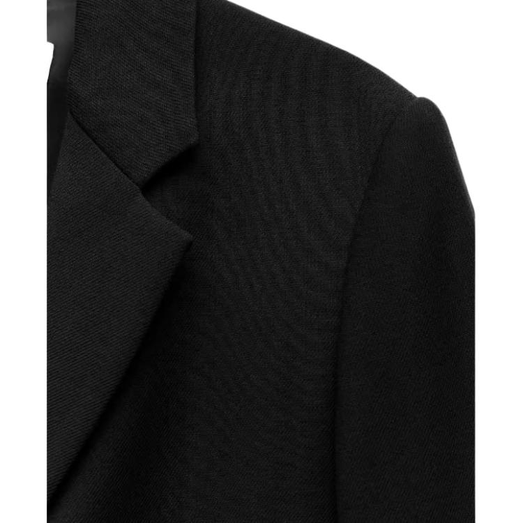 Zara Solid Color Double Breasted Long Sleeve Coat Women coats Black 8459788-800