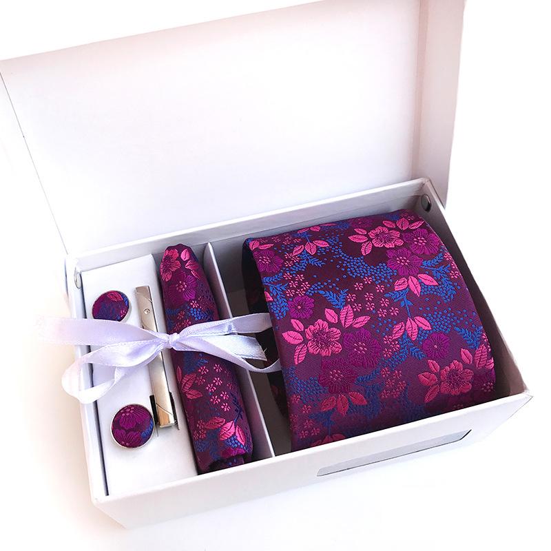 Men'S Tie Gift Box 6-Piece Set Big Flower Wedding Tie Set