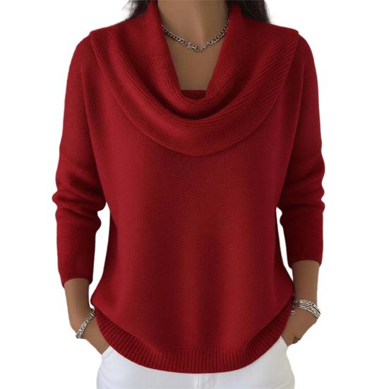 Pull Femme Col Bateau Manches Longues Couleur Unie Hauts Pull-Over Coupe Slim Doux Respirant Hiver Superposition Tricots Décontractés