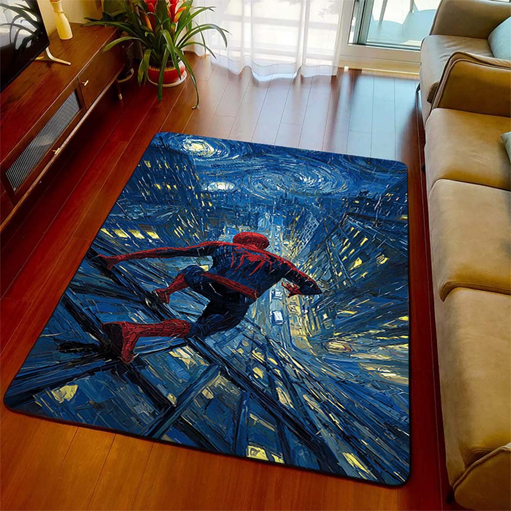Spiderman Pattern Floor Mat Soft Polyester Area Rug Non-Slip Carpet for Living Room Bedroom Home Decor -QJY