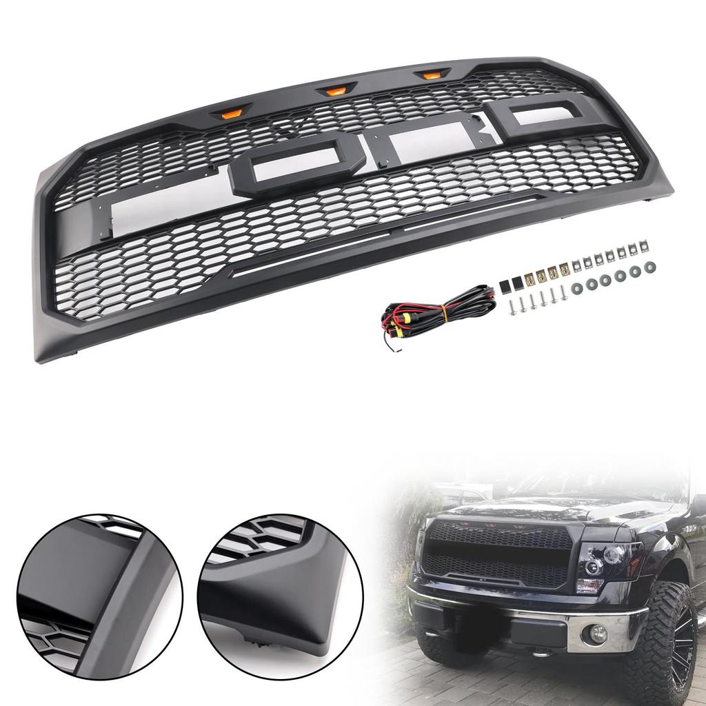Raptor Style Främre Stötfångargrill med LED Passar Ford F150 2009-2014