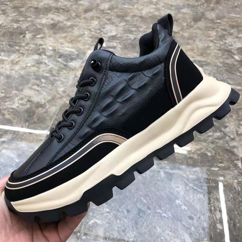 

Мужские весенние трендовые повседневные туфли из искусственной кожи: Толстая подошва, Легкий, Удобный 40 чёрный