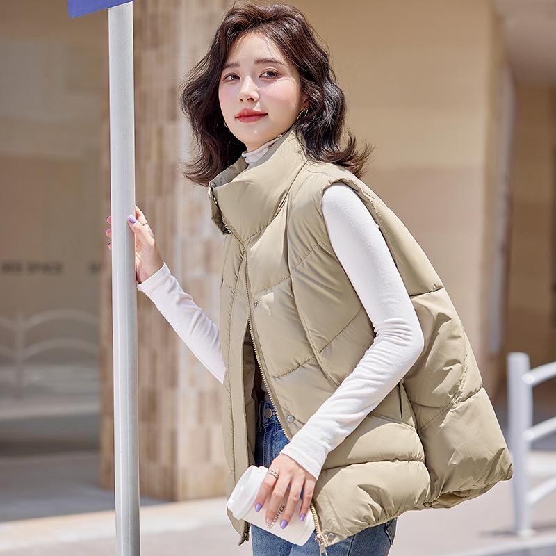 New Autumn and Winter Women's Fashionable Down Cotton Vest Vest Vest Loose and Versatile Outer Wear Cotton Vest