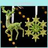 Festive Decoration Christmas Glitter Sparkle Snowflake Hanging Ornaments Home