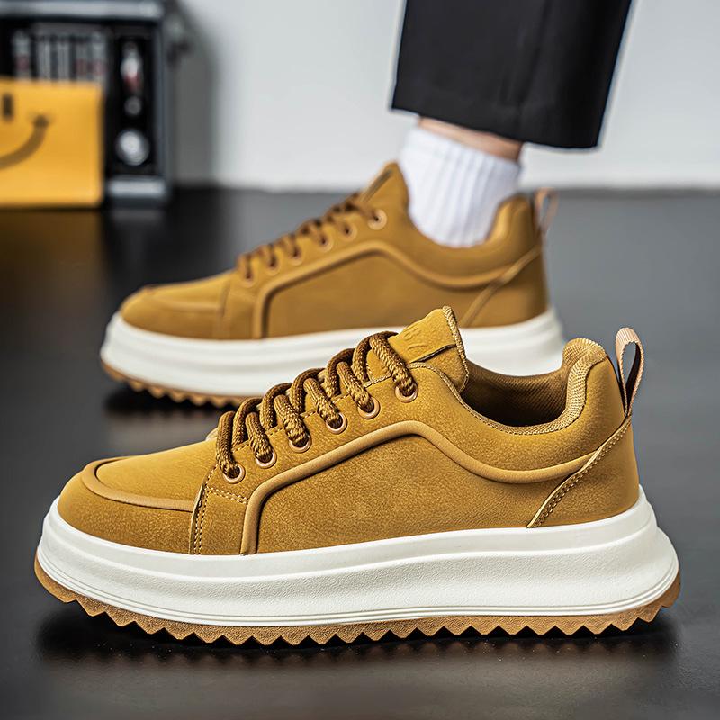 Mens Casual Platform Shoes Spring New Fashion Comfort Round-toe Soft Sole Chunky Sneakers Outdoor Trendy Versatile Sports Shoes