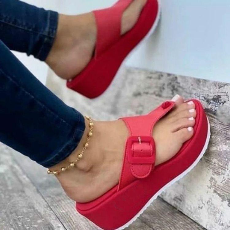 Women's Plus Size Flip-Flop Sandals New Wedge Heel Casual Shoes