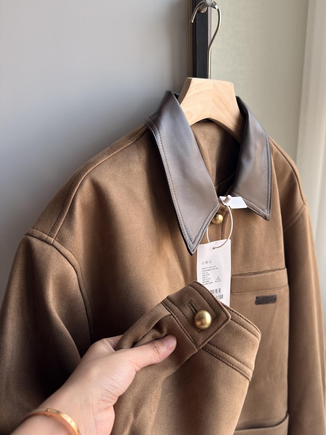 

Youpinjia Retro Suede Casual Lapel Jacket for Autumn M коричневий