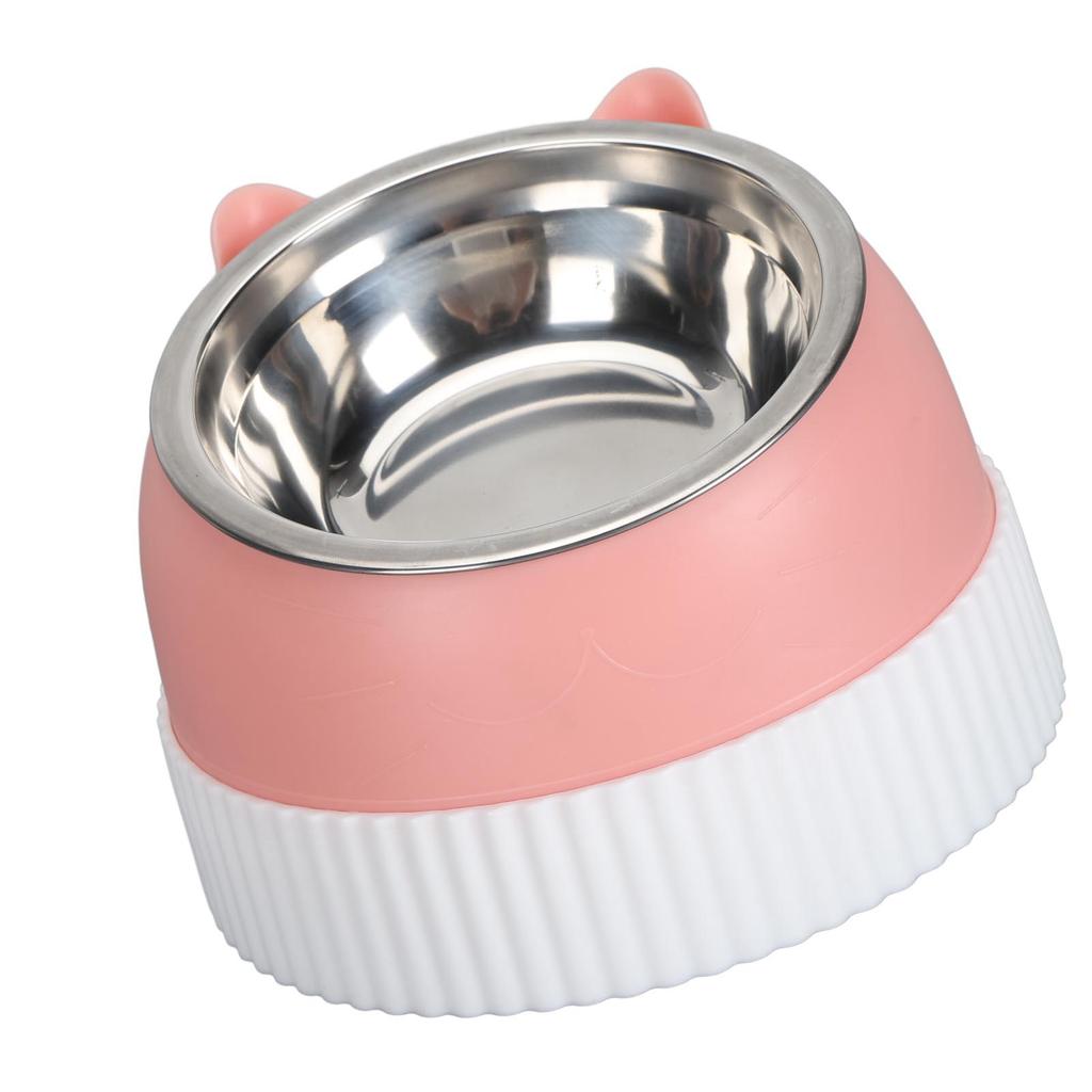 Raised Cat Bowl 15 Degrees  Tilted Anti Slip Plastic Slower Feeder Cat Food Dual Bowls for Cats and Puppy