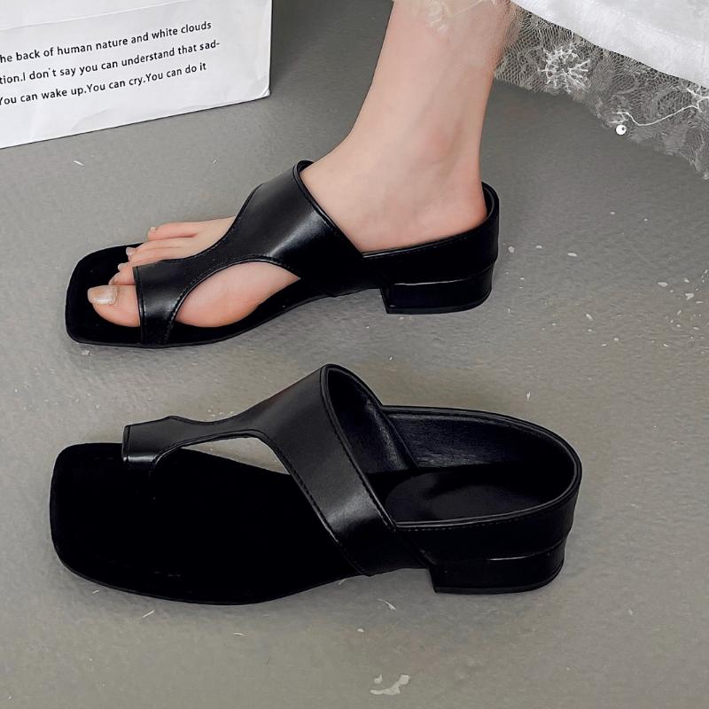 2025 New Fashion Soft Casual Women Sandals Clip Toe Low Heels 2.5cm Slip on Mules Mixed Color Big  New Design Daily Shoes