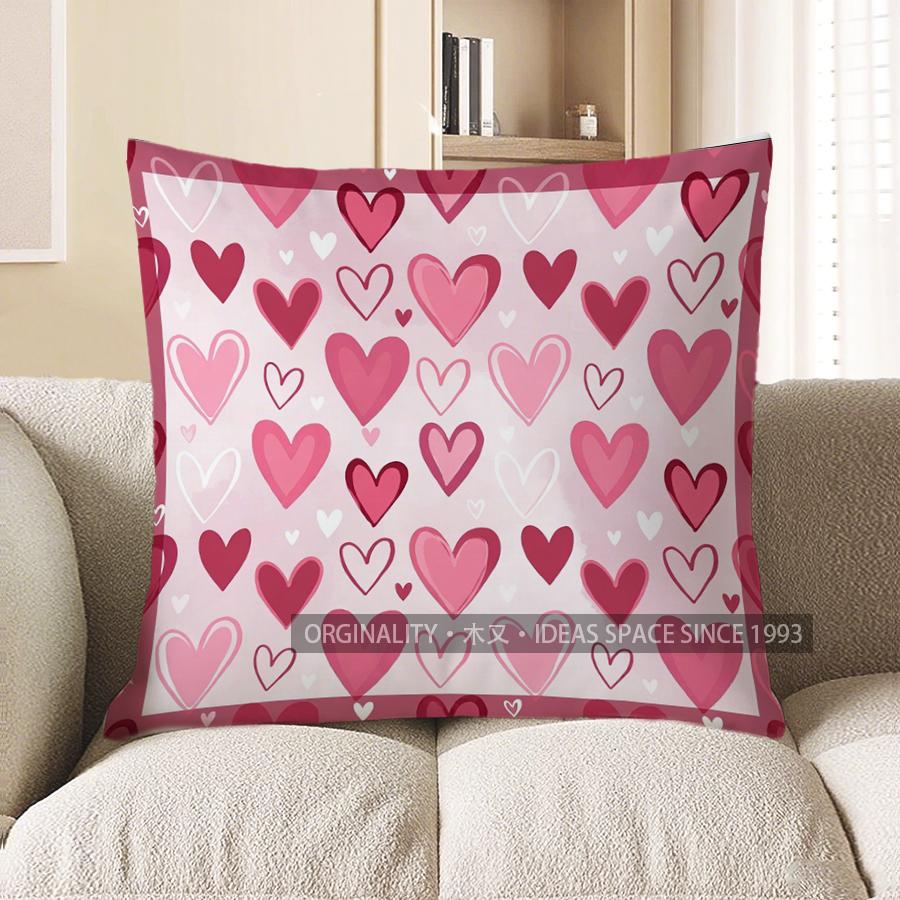 2D Heart-Patterned Cushion Covers For Cozy Decor Pattern Cushion Cover Suitable For Sofa Bedroom Car Pillow Cover