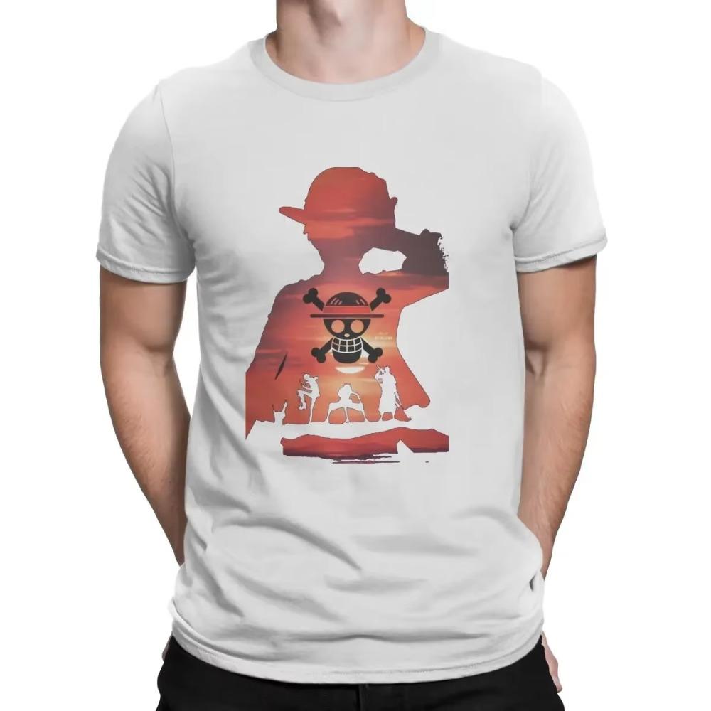 Summer Fashion Heavyweight Retro Men's Cartoon Pattern 100% Cotton Printed Round Neck High-quality Casual Fitness Street T-shirt