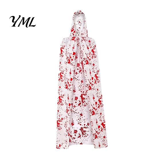 Scary Halloween Costume for Women Blood Print Women, Apron, Hooded Detailed Palm Outfit Cloak, Stockings Outfits Cosplay Parties, Haunted House Events