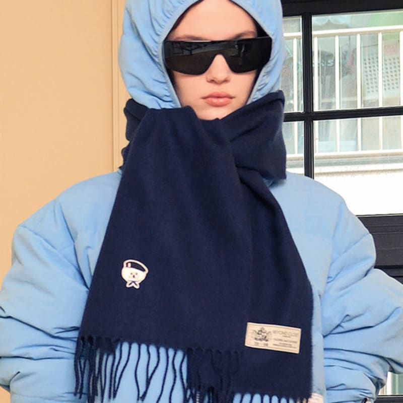 beyondcloset New Parisian Dog Wappen Basic Muffler Navy