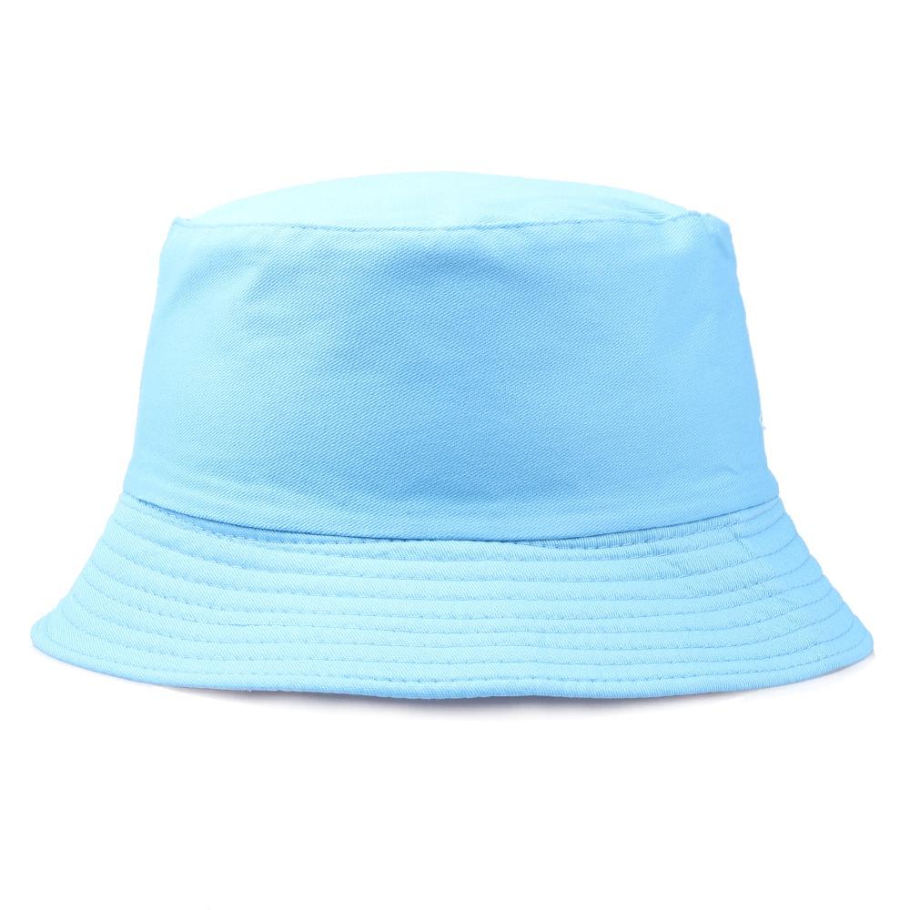 Hwcap Pure Cotton Solid Color Fisherman Hat With Embroidered Logo, Portable Bucket Hat For Sun Protection