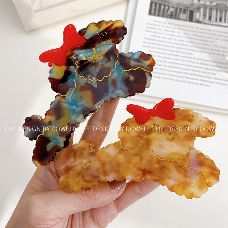 Korean Cute Poodle Dog Acetate Hair Clip: French High-End Hair Claw