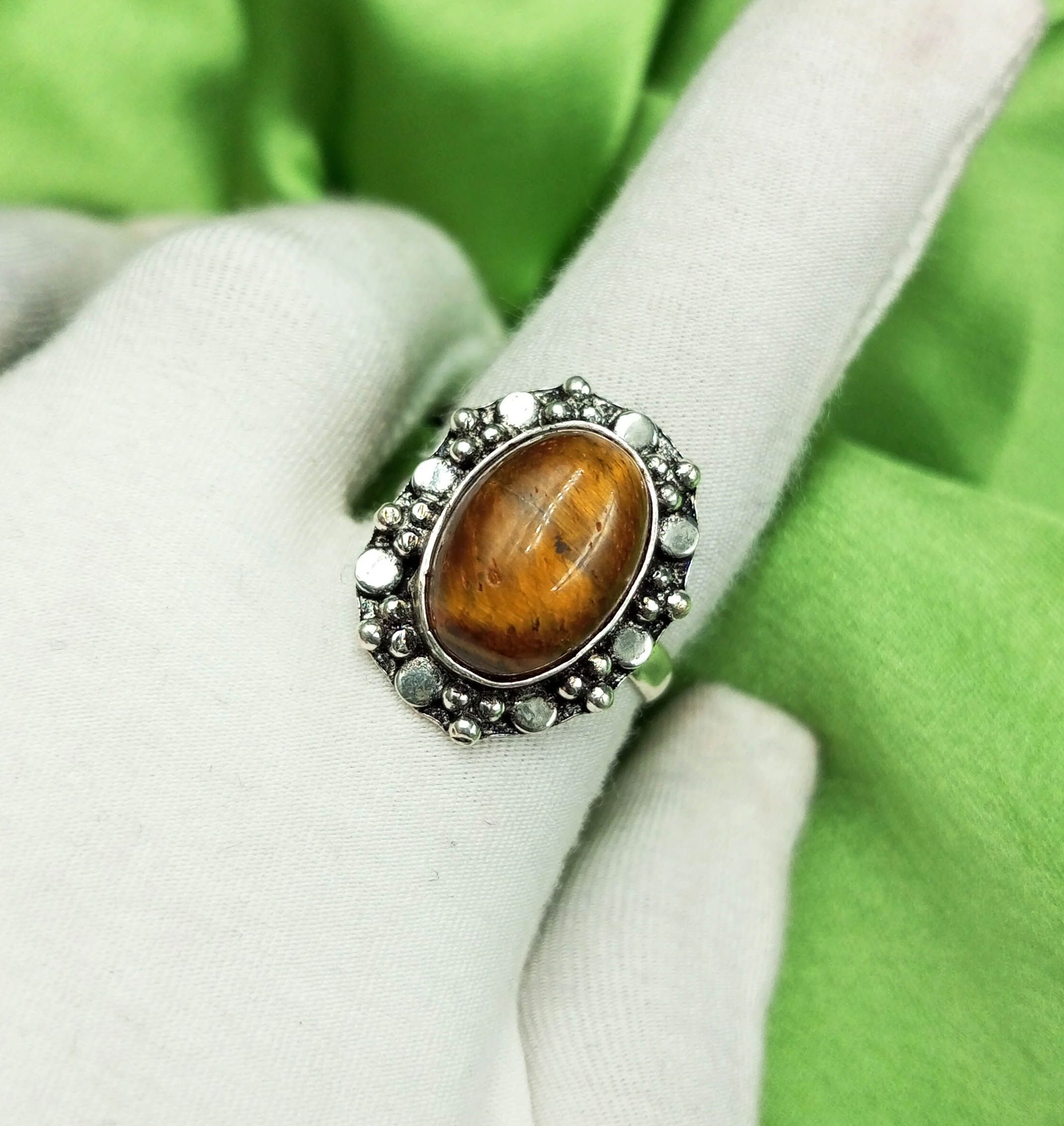 

Tiger Eye Gemstone 925 Sterling Silver Plated US SZ 8 Ring MM-R258